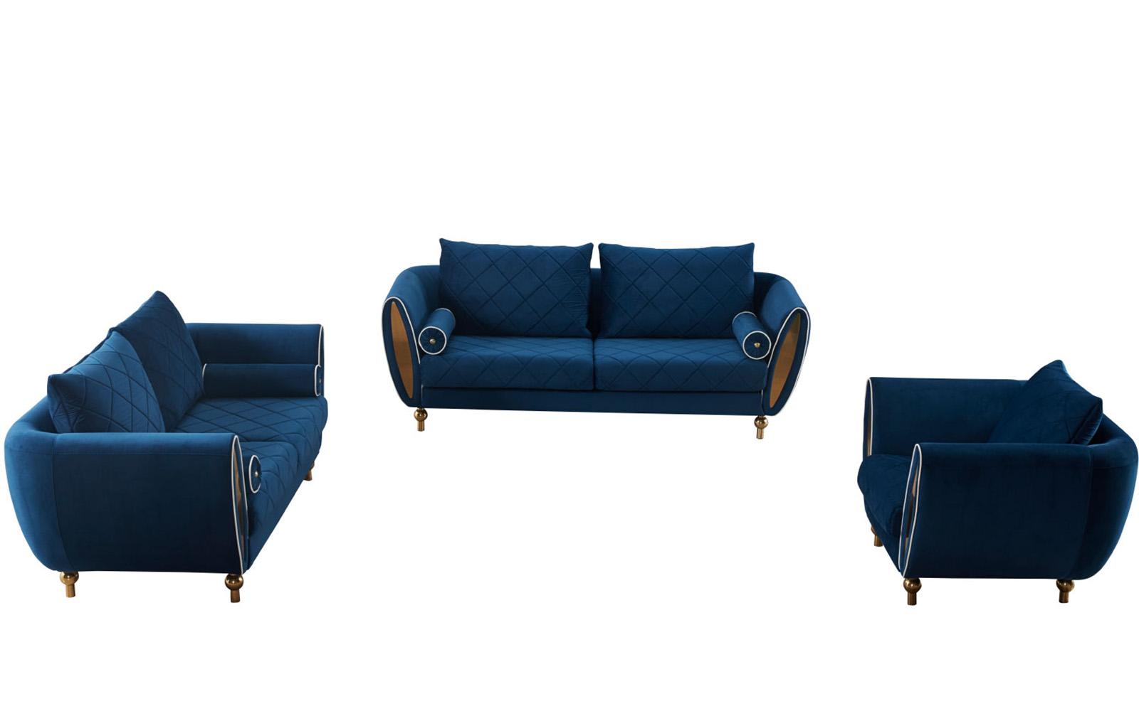

    
 Order  Luxury Blue Velvet SIPARIO VITA Sofa EF-22560 EUROPEAN FURNITURE Modern Glam
