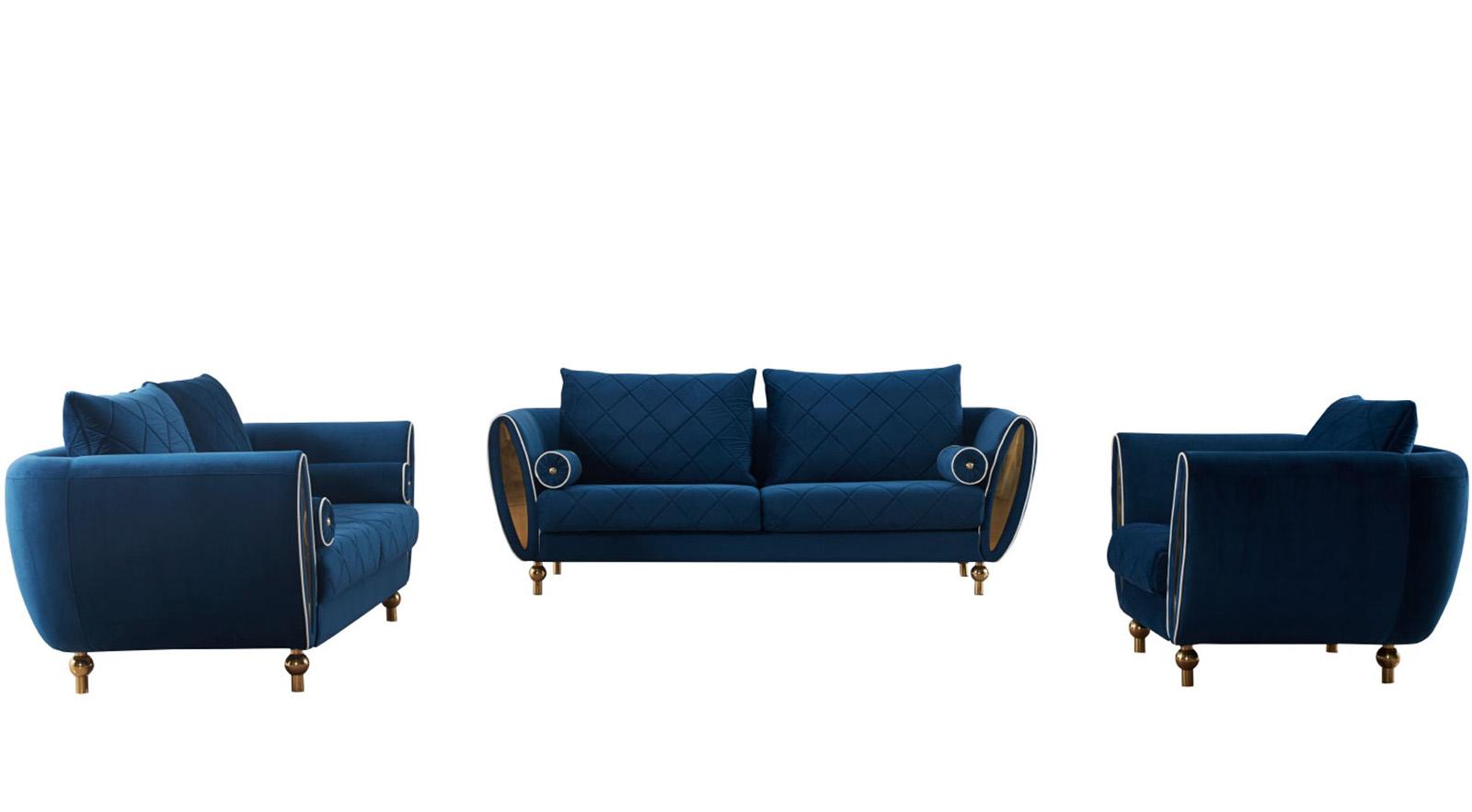 

    
 Shop  Luxury Blue Velvet SIPARIO VITA Sofa EF-22560 EUROPEAN FURNITURE Modern Glam
