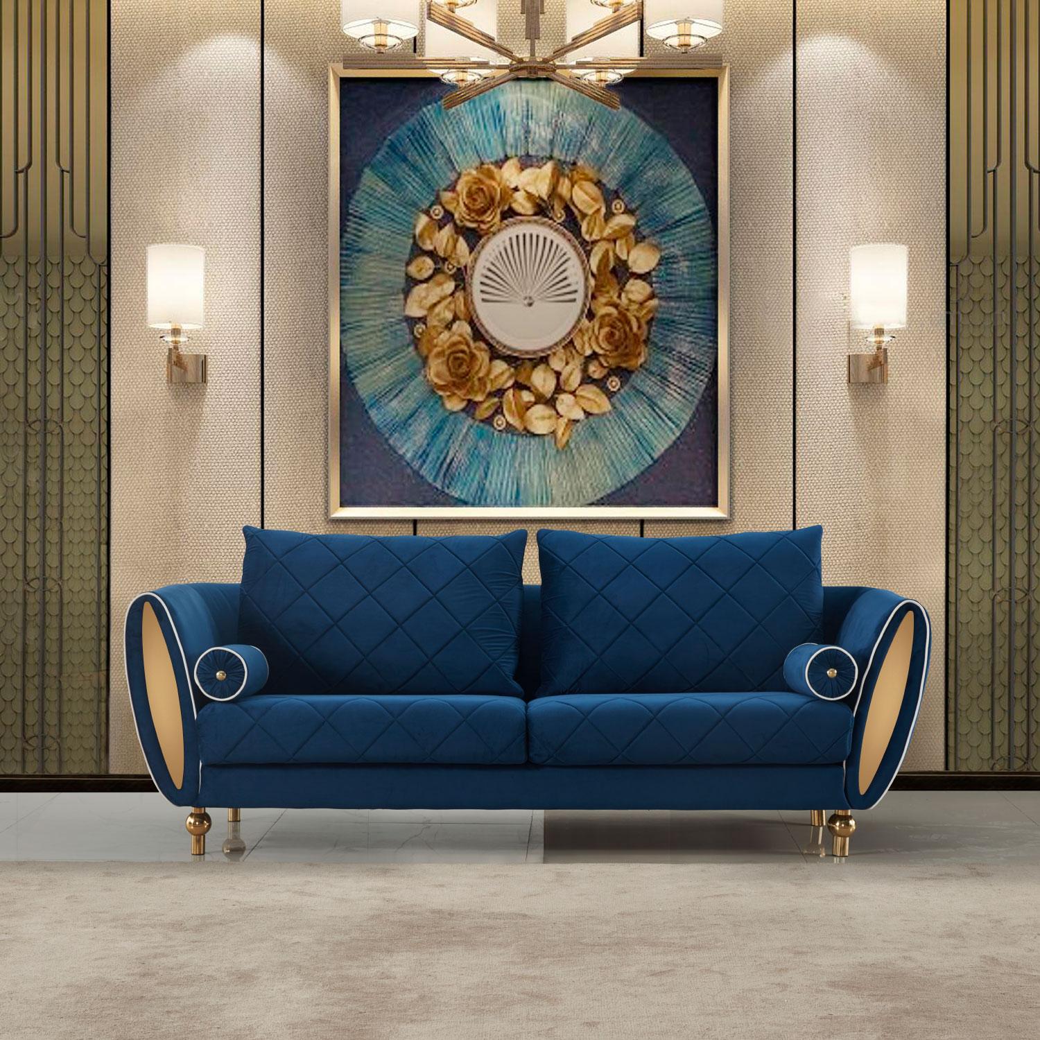 

    
 Order  Luxury Blue Velvet SIPARIO VITA Sofa Set 3P EF-22560 EUROPEAN FURNITURE Modern
