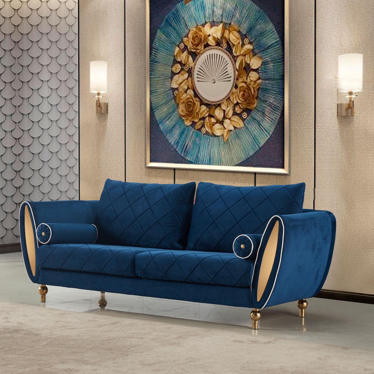

    
 Shop  Luxury Blue Velvet SIPARIO VITA Sofa Set 3P EF-22560 EUROPEAN FURNITURE Modern
