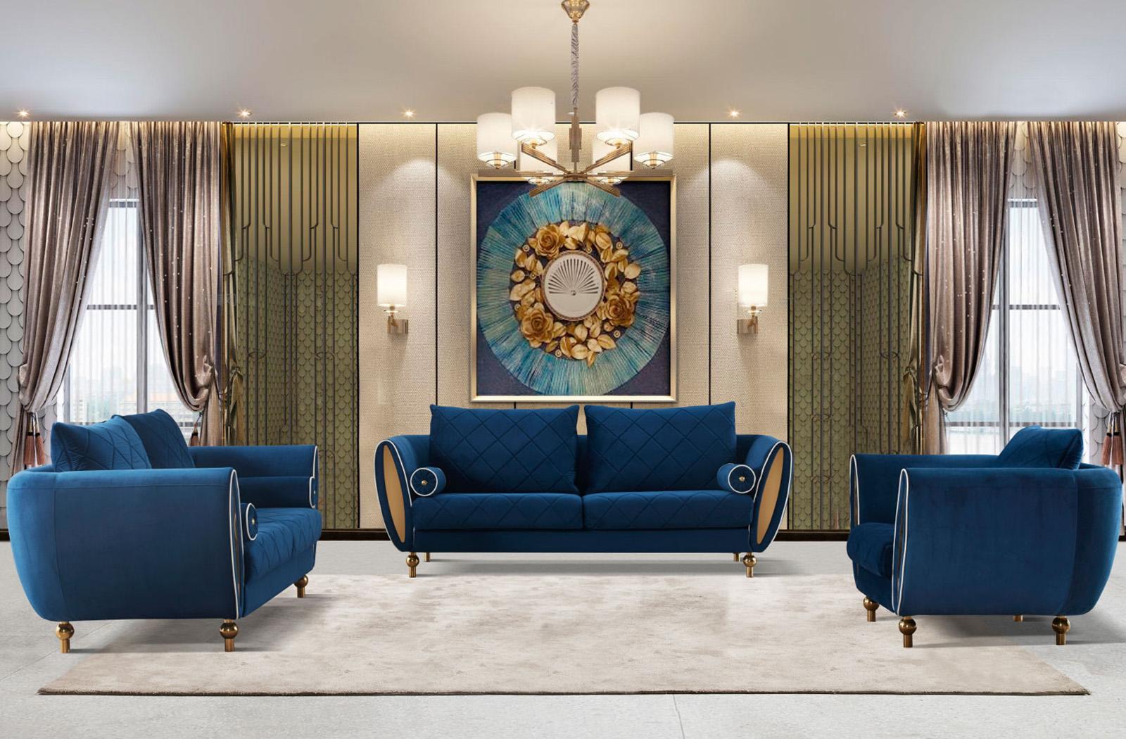 

    
Luxury Blue Velvet SIPARIO VITA Sofa Set 3P EF-22560 EUROPEAN FURNITURE Modern
