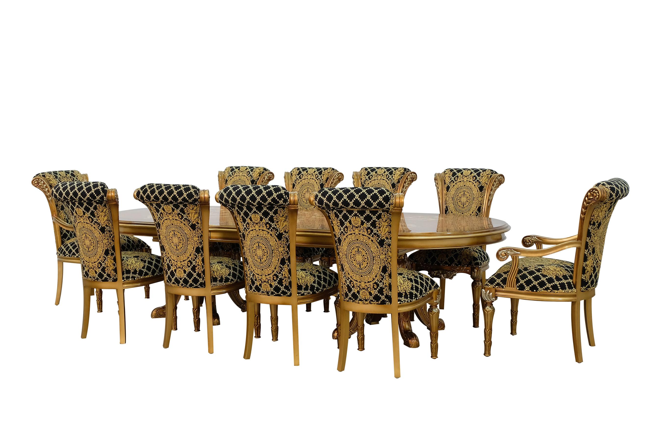 

    
Luxury Bronze & Black Gold MAGGIOLINI Dining Table Set 11Pcs EUROPEAN FURNITURE
