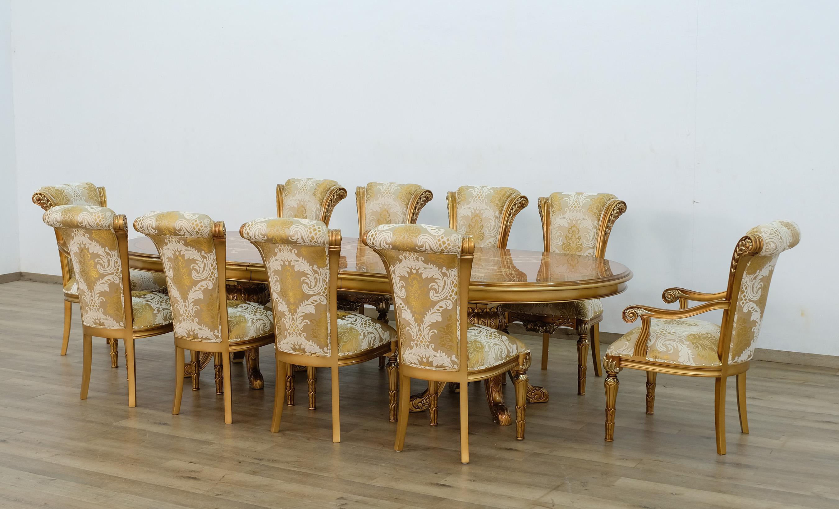 

    
 Order  Luxury Bronze & Damask Gold MAGGIOLINI Dining Table Set 11Pcs EUROPEAN FURNITURE
