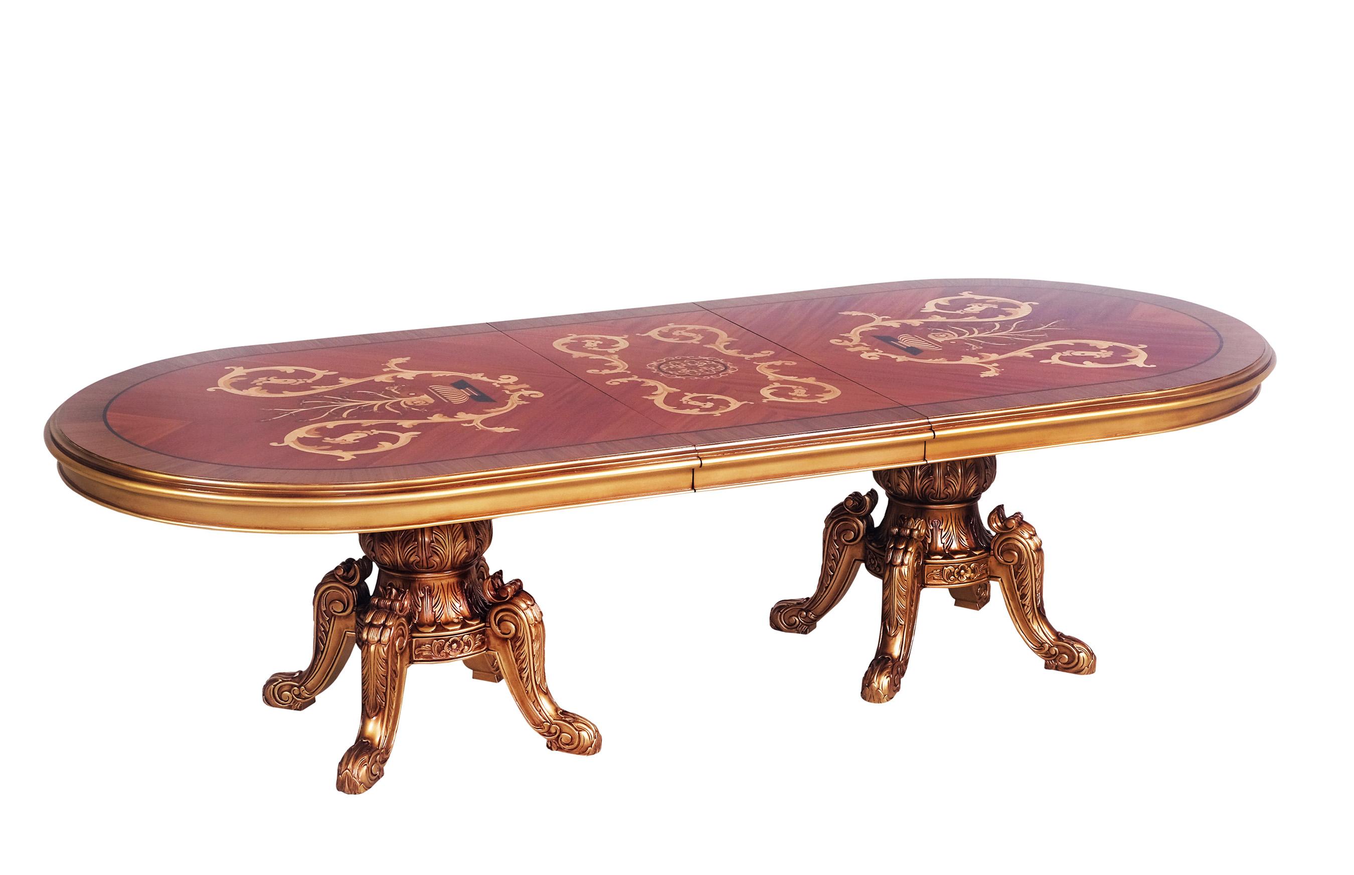 

    
Luxury Bronze & Damask Gold MAGGIOLINI Dining Table Set 9Pcs EUROPEAN FURNITURE
