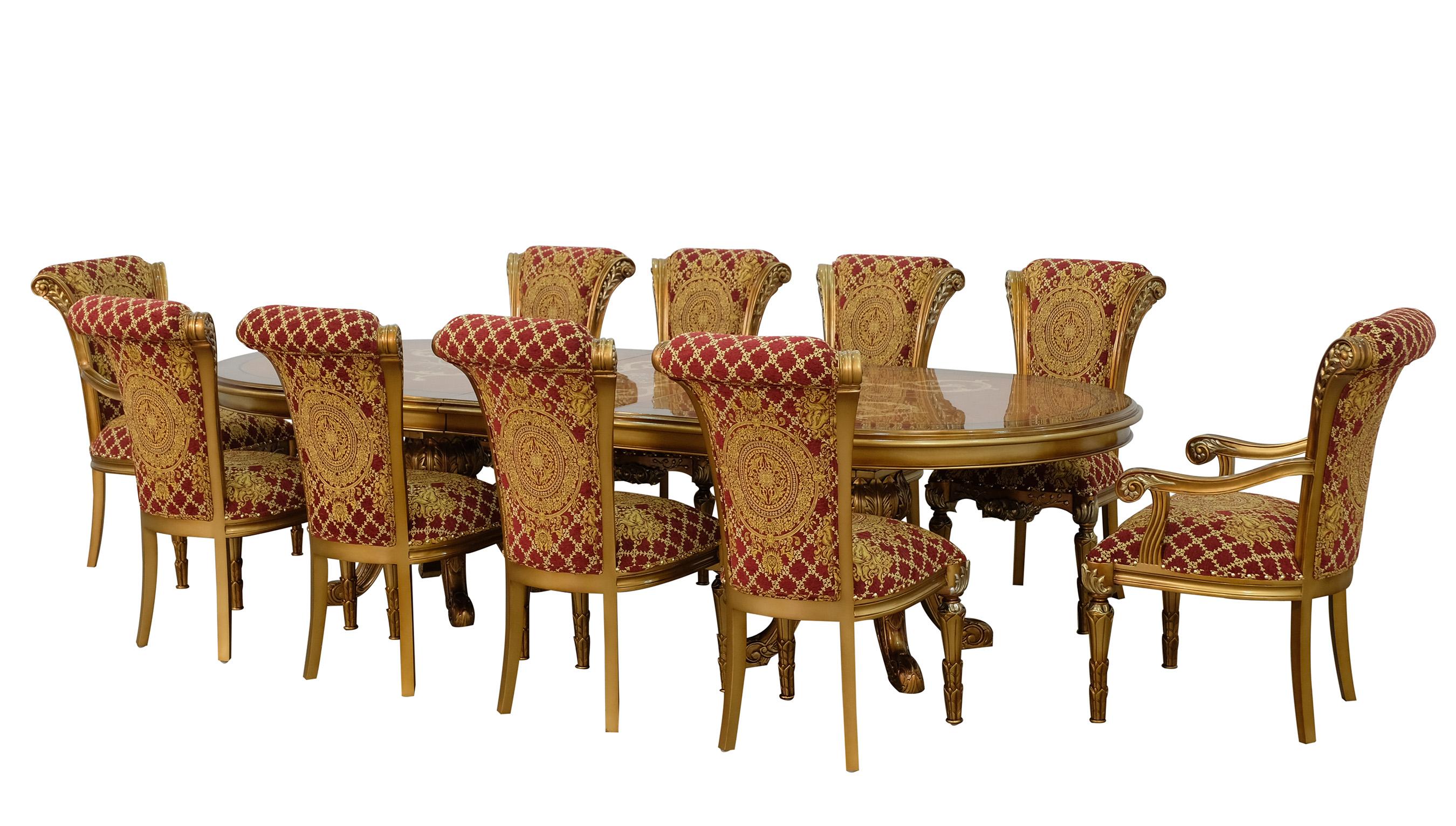 

    
Luxury Bronze & Red Gold MAGGIOLINI Dining Table Set 11Pcs EUROPEAN FURNITURE
