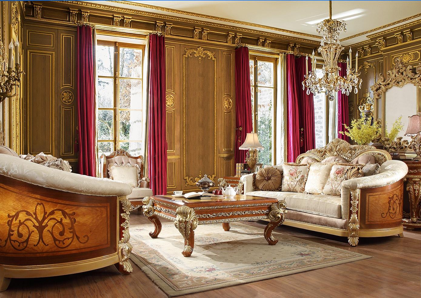 

    
Rich Brown & Metallic Bright Gold Sofa Set 2Pcs Traditional Homey Design HD-821
