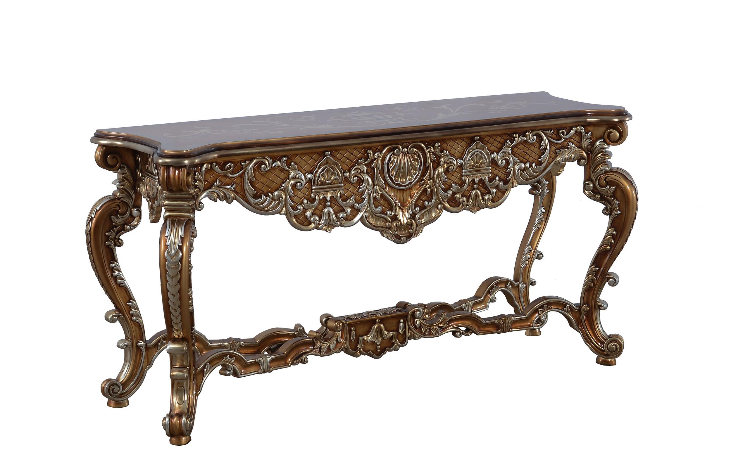 Classic, Traditional Console Table St Germain 35550-ST in Antique, Silver, Gold, Brown 