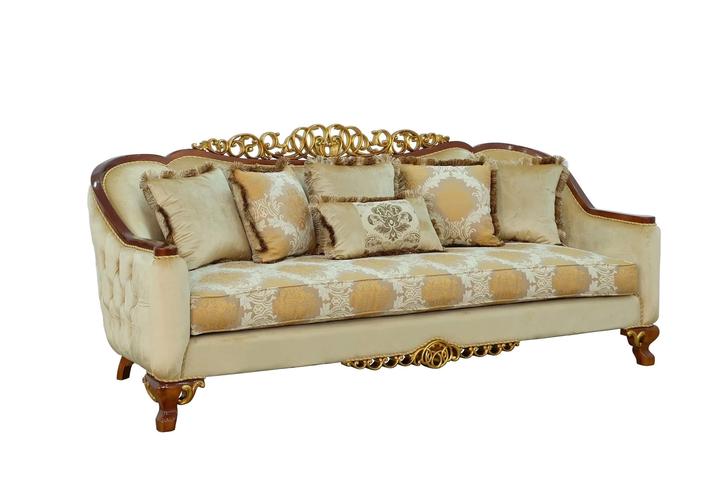 Classic, Traditional Sofa ANGELICA II 45354-S in Gold, Brown Fabric