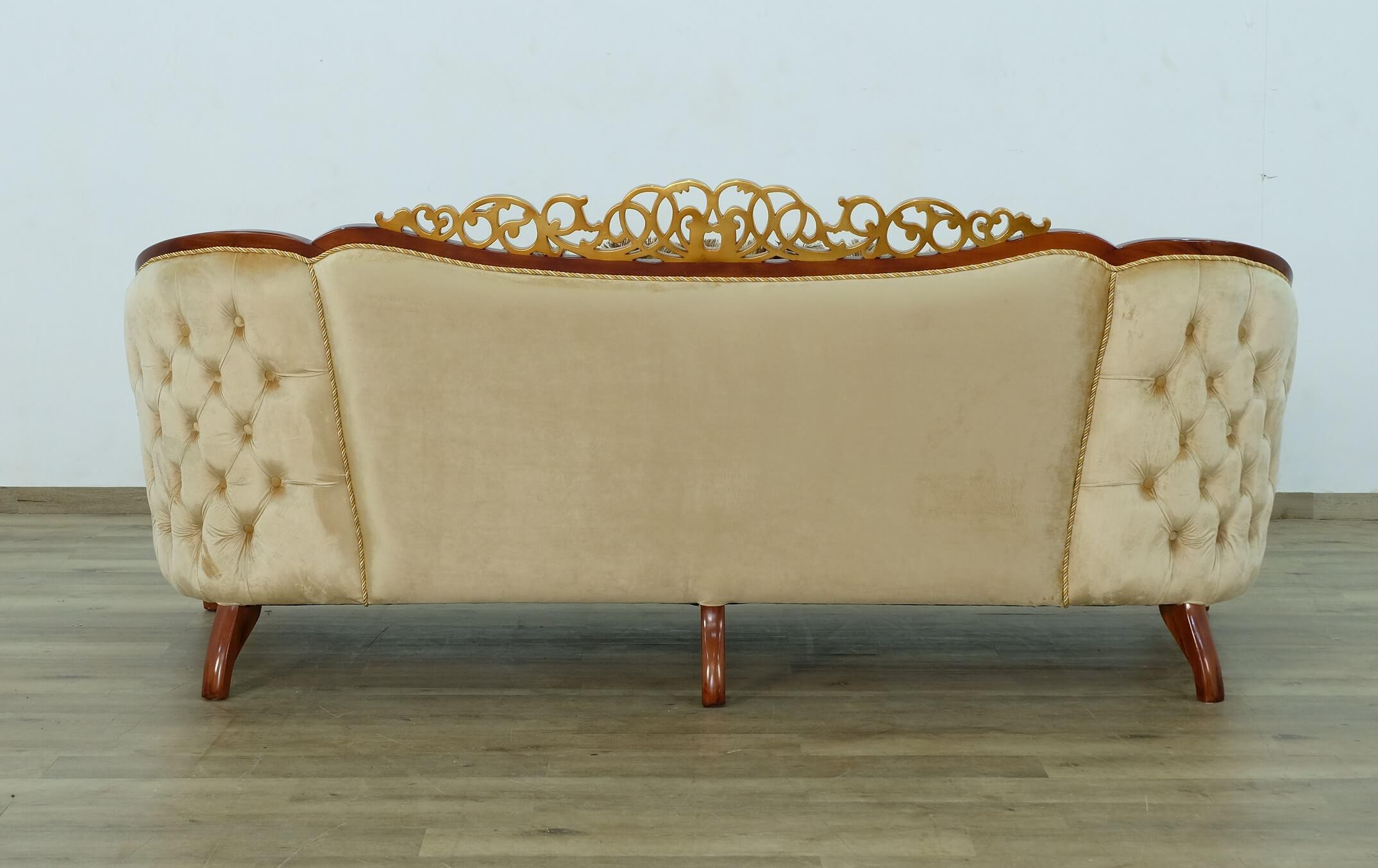 

    
 Shop  Luxury Brown & Gold Wood Trim ANGELICA II Sofa Set 3Pcs EUROPEAN FURNITURE Classic

