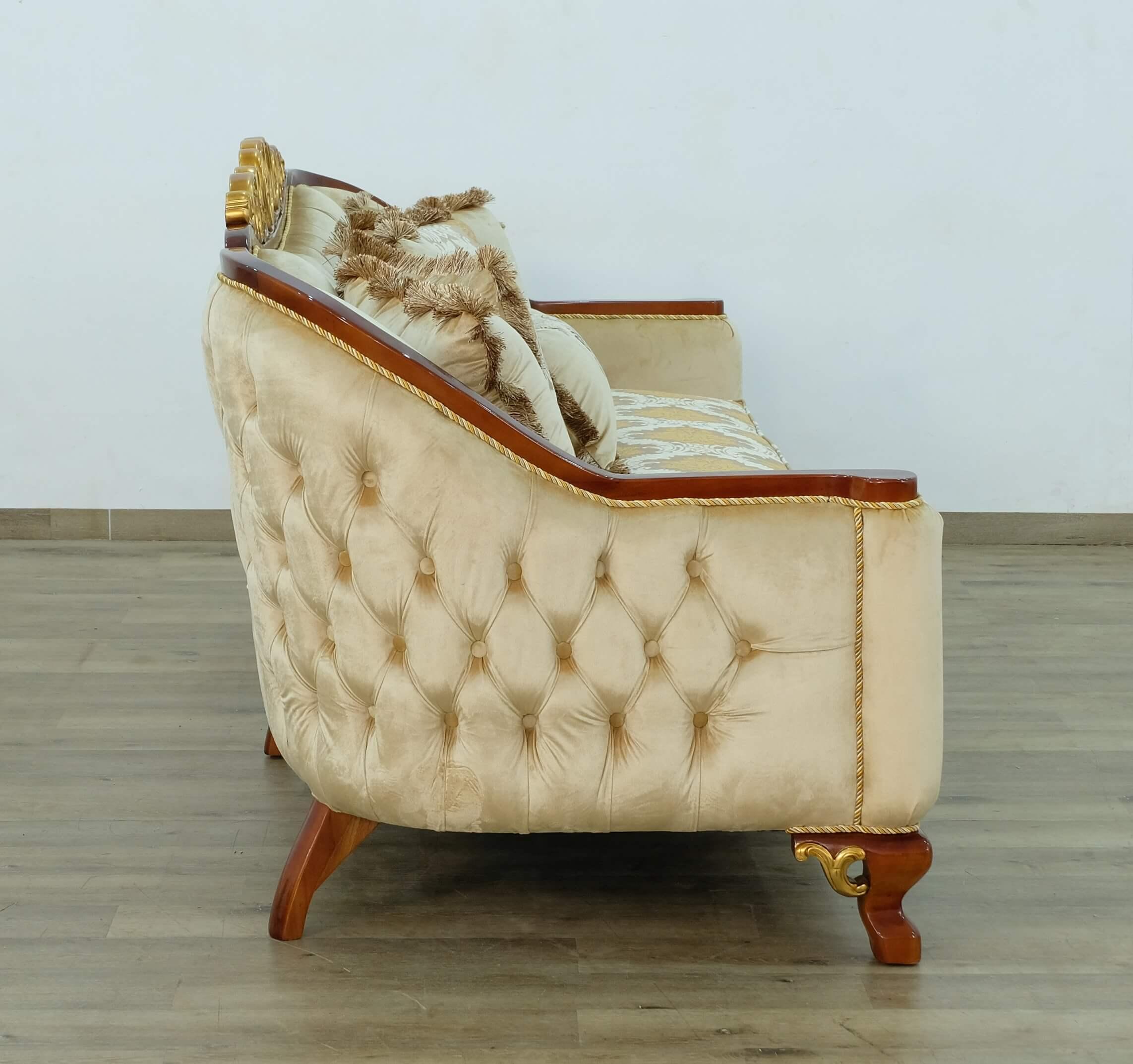 

    
Luxury Brown & Gold Wood Trim ANGELICA II Sofa Set 3Pcs EUROPEAN FURNITURE Classic

