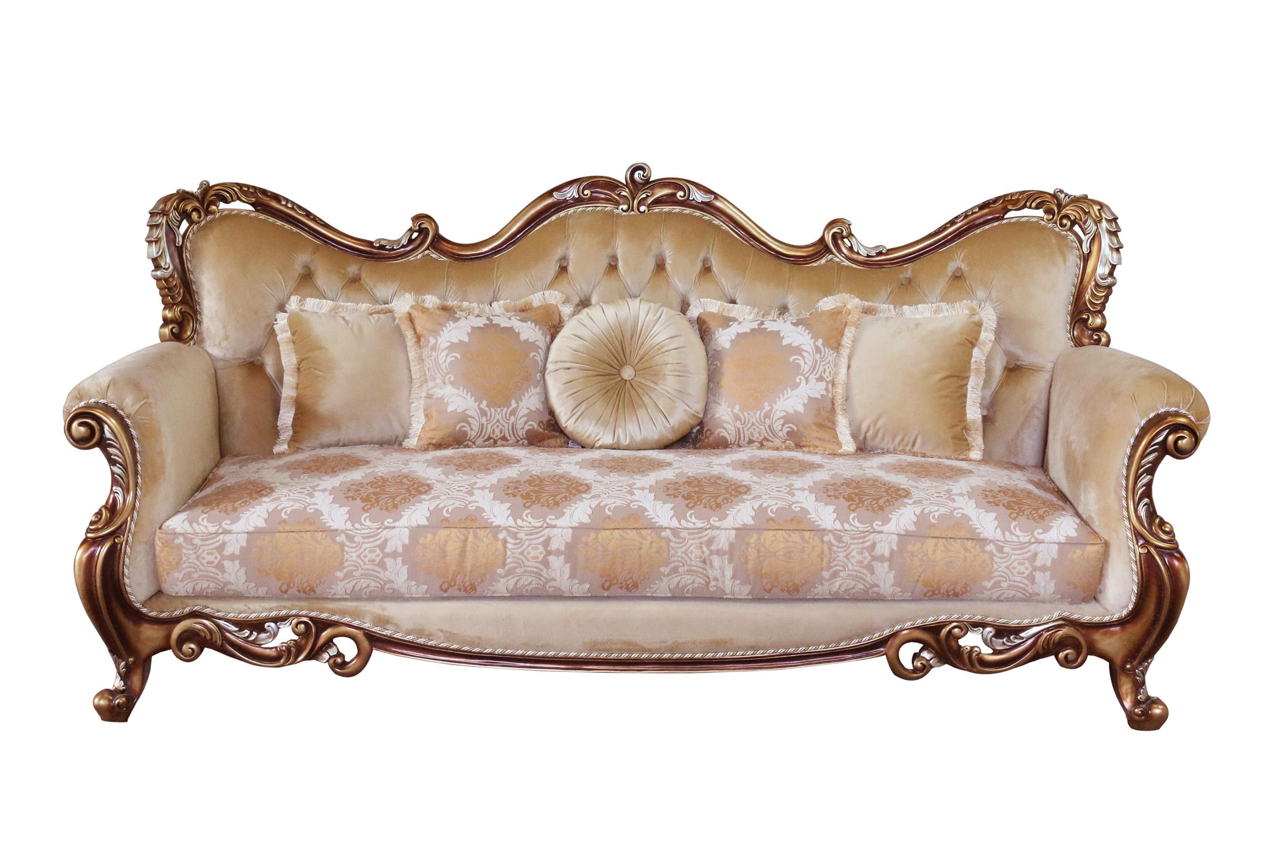 

    
Luxury Brown & Gold Wood Trim TIZIANO Sofa EUROPEAN FURNITURE Traditional
