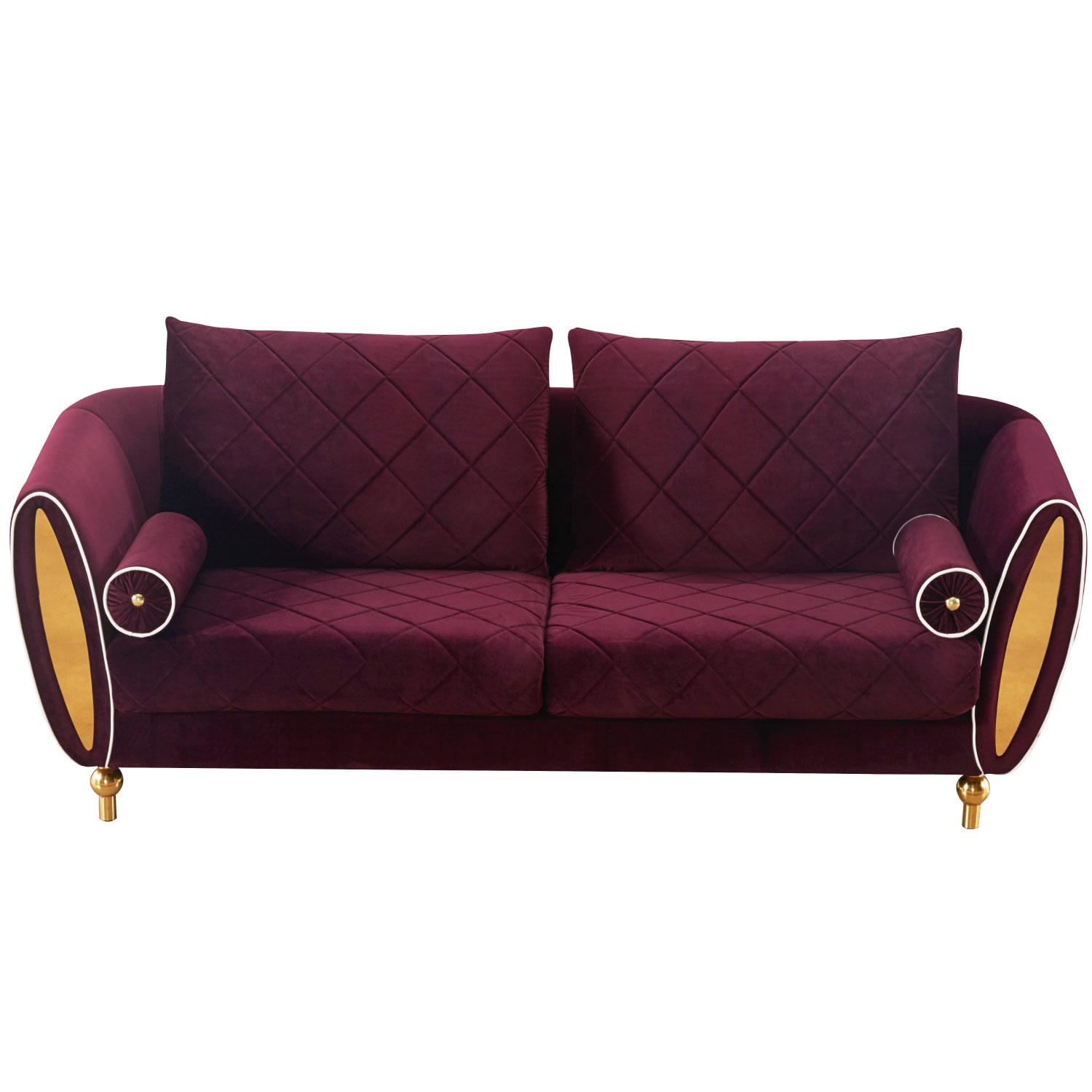Modern, Vintage Sofa SIPARIO VITA EF-22561-S in Gold, Burgundy Velvet