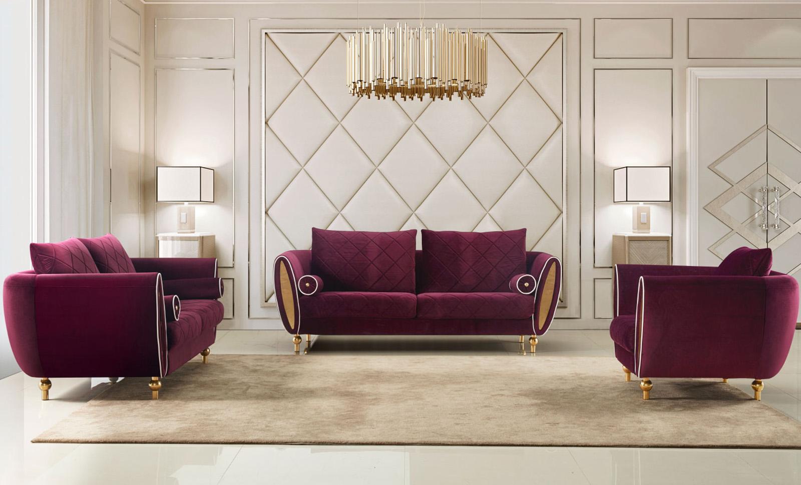 

    
 Photo  Luxury Burgundy Velvet SIPARIO VITA Sofa EF-22561 EUROPEAN FURNITURE Modern Glam
