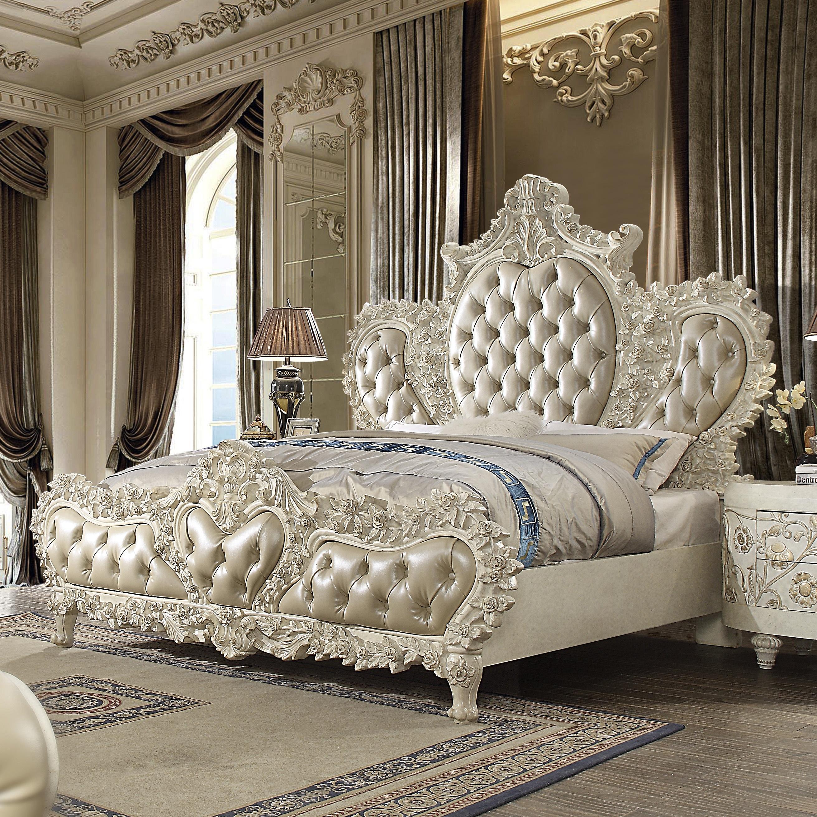 

    
Luxury CAL King Bedroom Set 6 Pcs White Traditional Homey Design HD-8030

