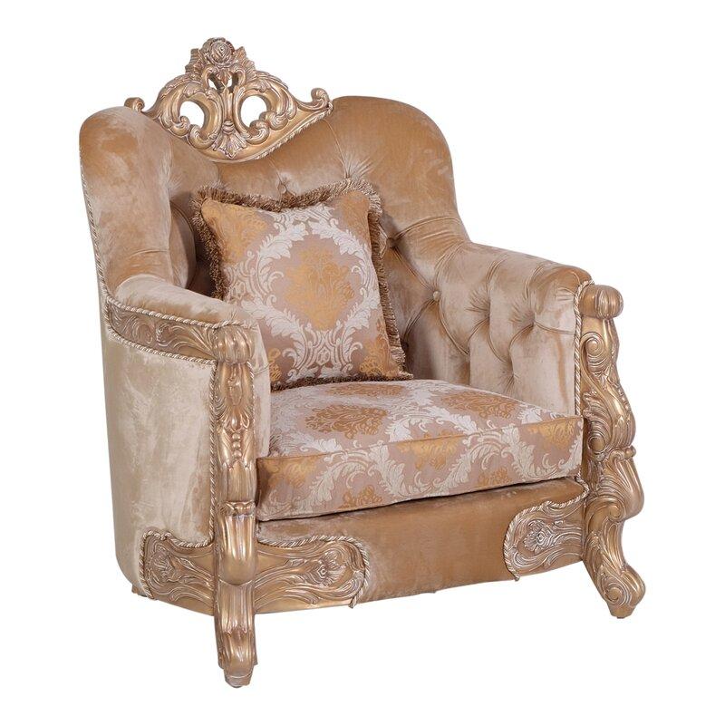 Classic, Traditional Arm Chair IMPERIAL PALACE 32006-C in Copper, Champagne Fabric