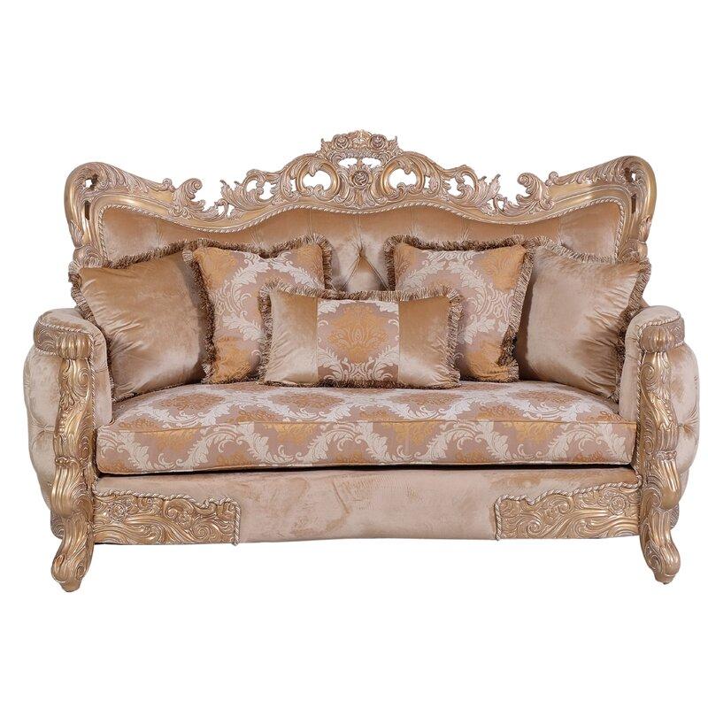 Classic, Traditional Loveseat IMPERIAL PALACE 32006-L in Copper, Champagne Fabric