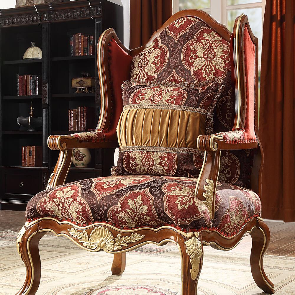 

    
Homey Design Furniture HD-C2575 Arm Chairs Cherry/Gold HD-C2575
