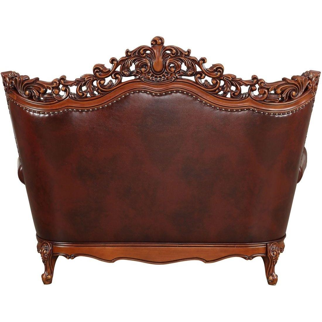 

        
Acme Furniture Eustoma-53066 Loveseat Cherry/Walnut Top grain leather 0840412163906

