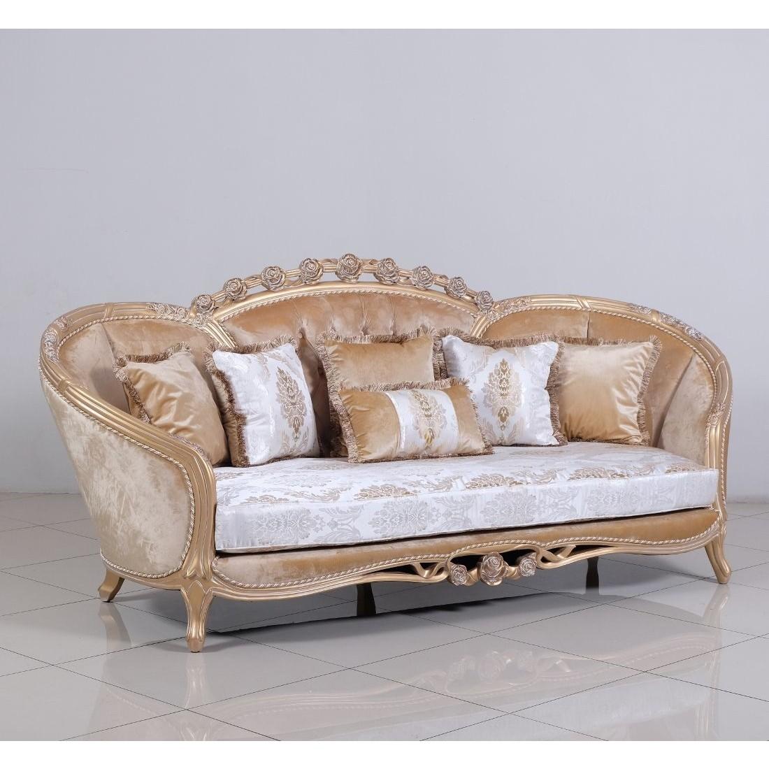 Classic, Traditional Sofa VALENTINA 45001-S in Off-White, Copper, Champagne Fabric