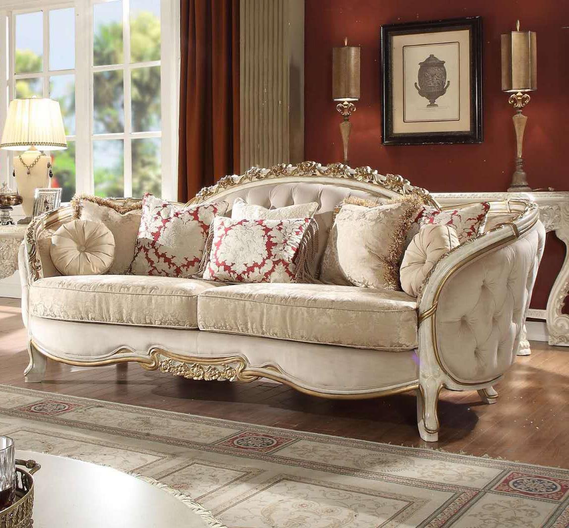 

    
Luxury Cream Chenille Tufted Sofa Set 2Pcs Traditional Homey Design HD-7310
