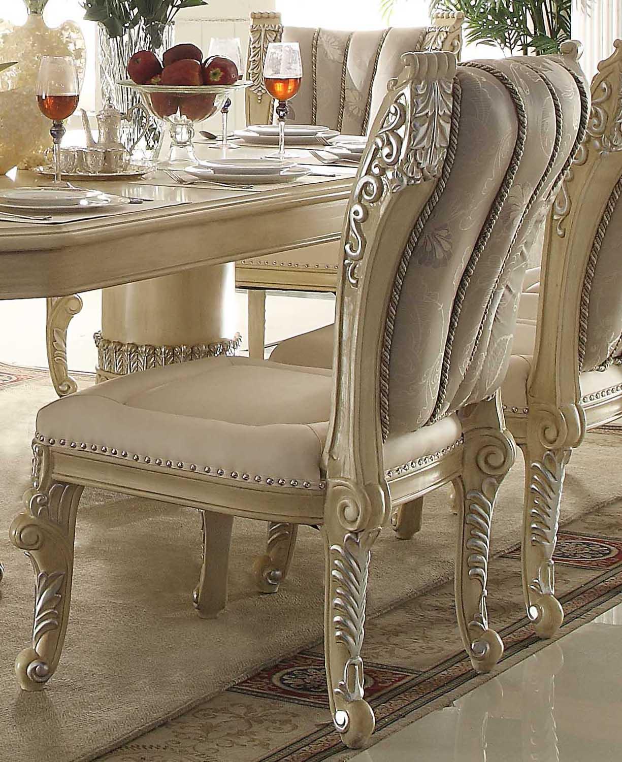 

    
Luxury Cream Pearl Wood Side Chair Set 2Pcs Traditional Homey Design HD-5800

