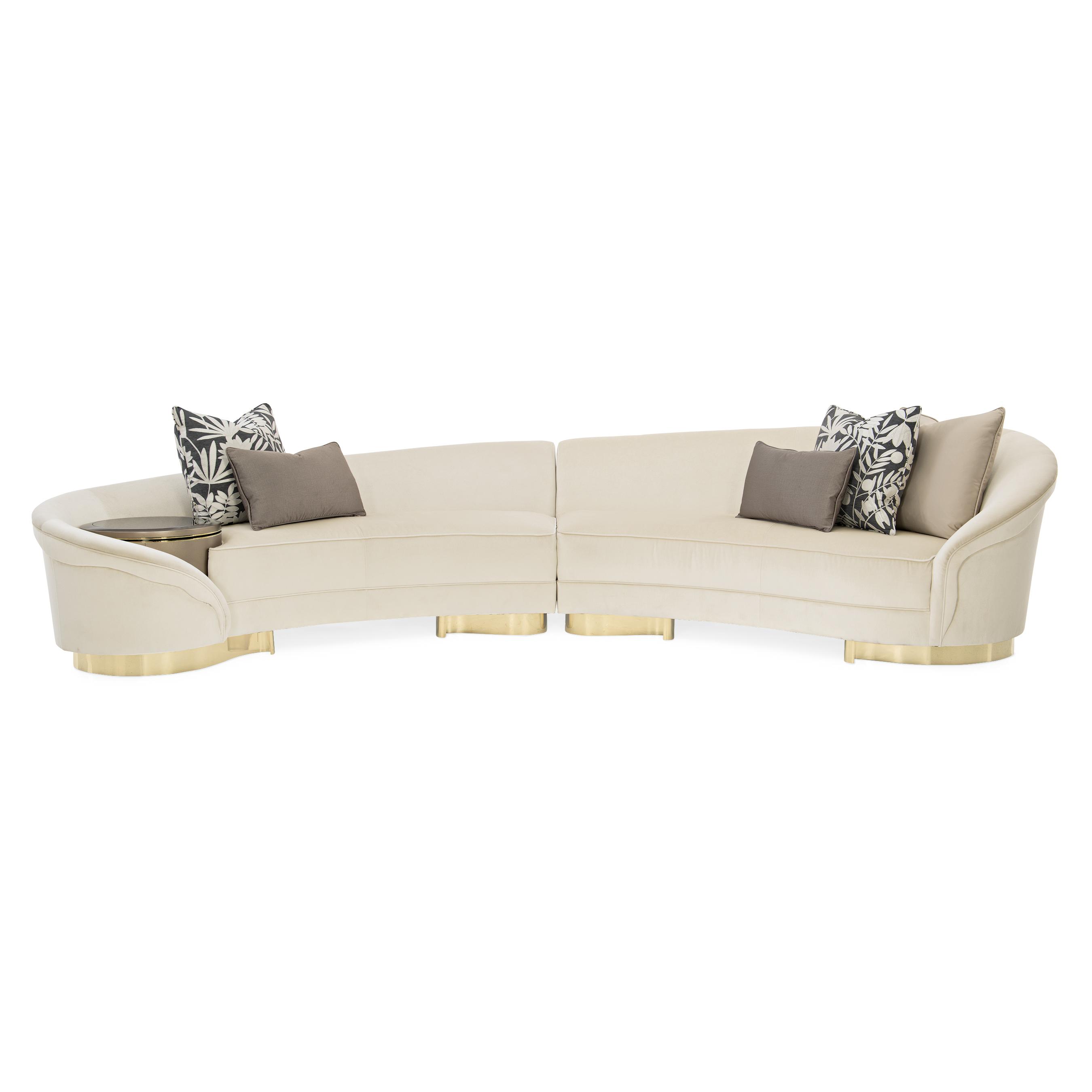 Contemporary Sectional Sofa Grand Opening UPH-419-SEC1-A in Cream, Gold Fabric