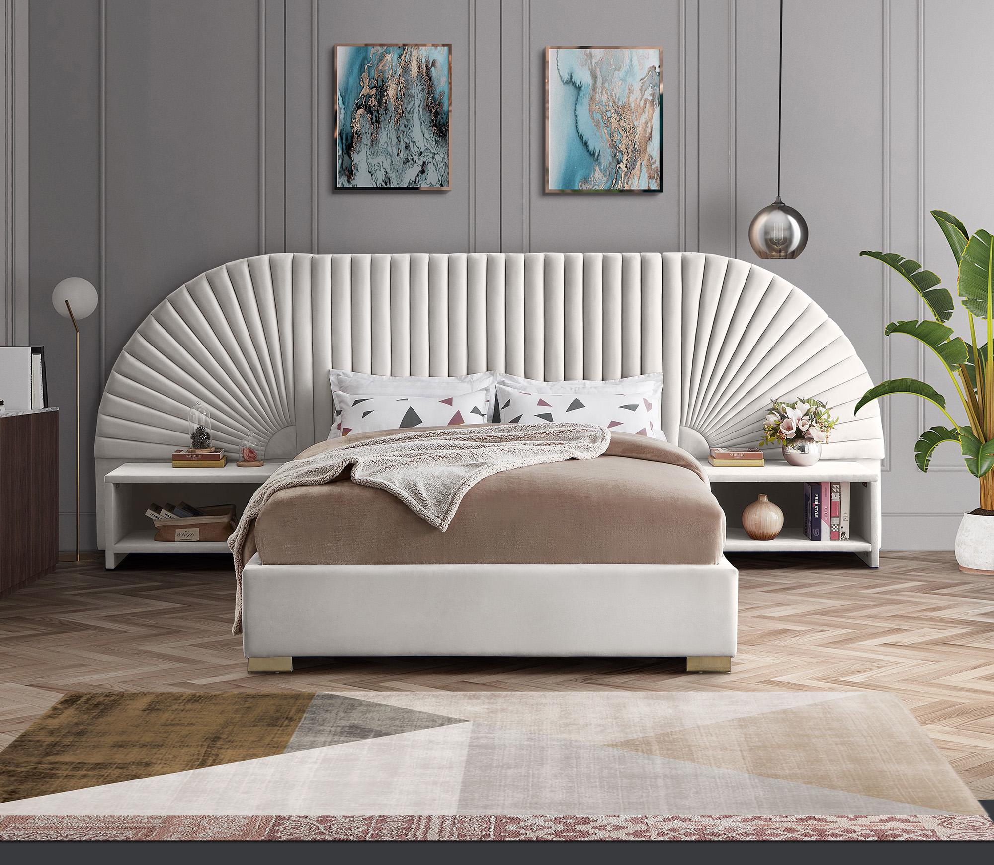 

    
CleoCream-K Meridian Furniture Platform Bed
