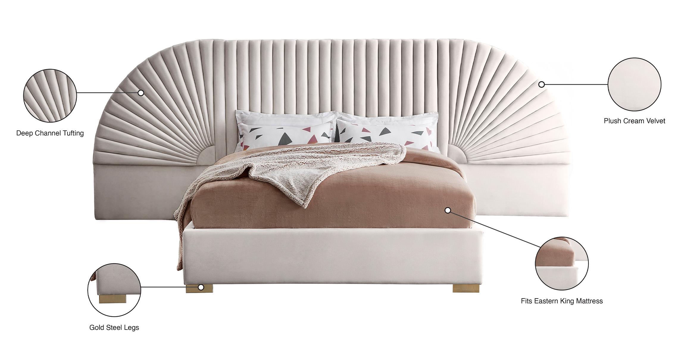 

        
753359802886Luxury Cream Velvet Channel-Tufted King Bed Set 3P CLEO Cream-K Meridian Modern
