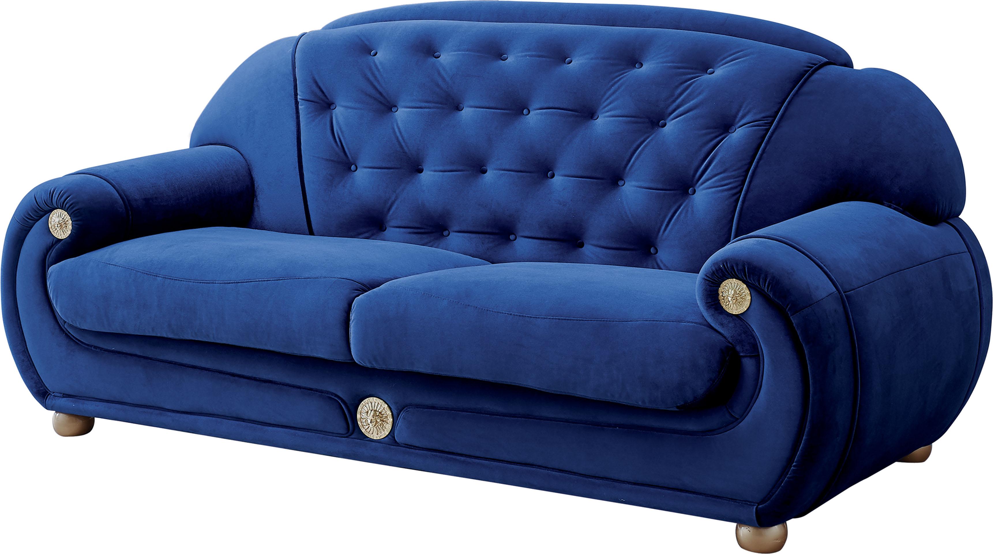 

    
Luxury Dark Blue Velour Sofa Set w/ Coffee Table 4Pcs Contemporary ESF Giza
