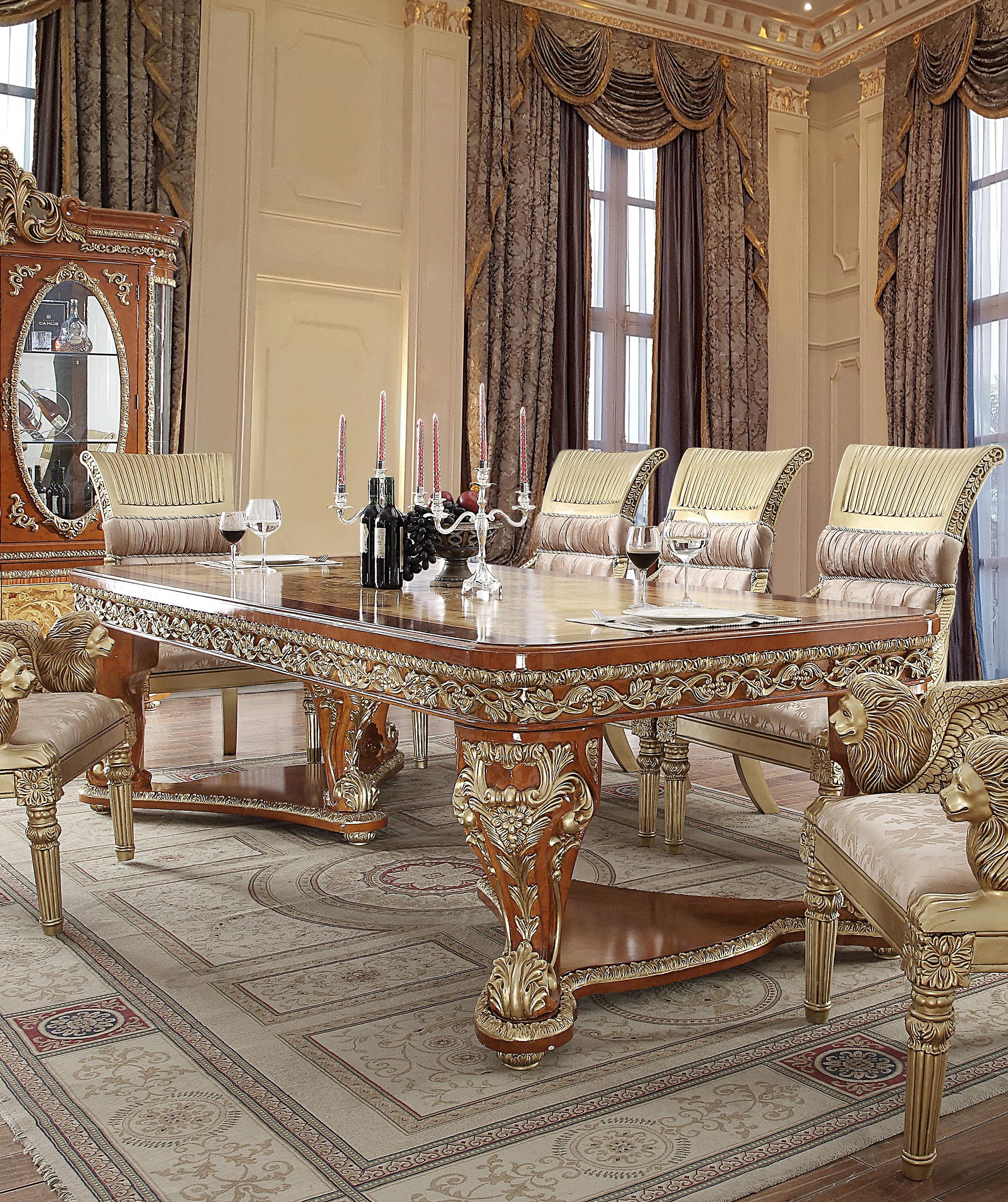 Traditional Rectangle Table HD-8024 – DINING TABLE HD-DT8024 in Light Cherry, Gold, Champagne, Amber 