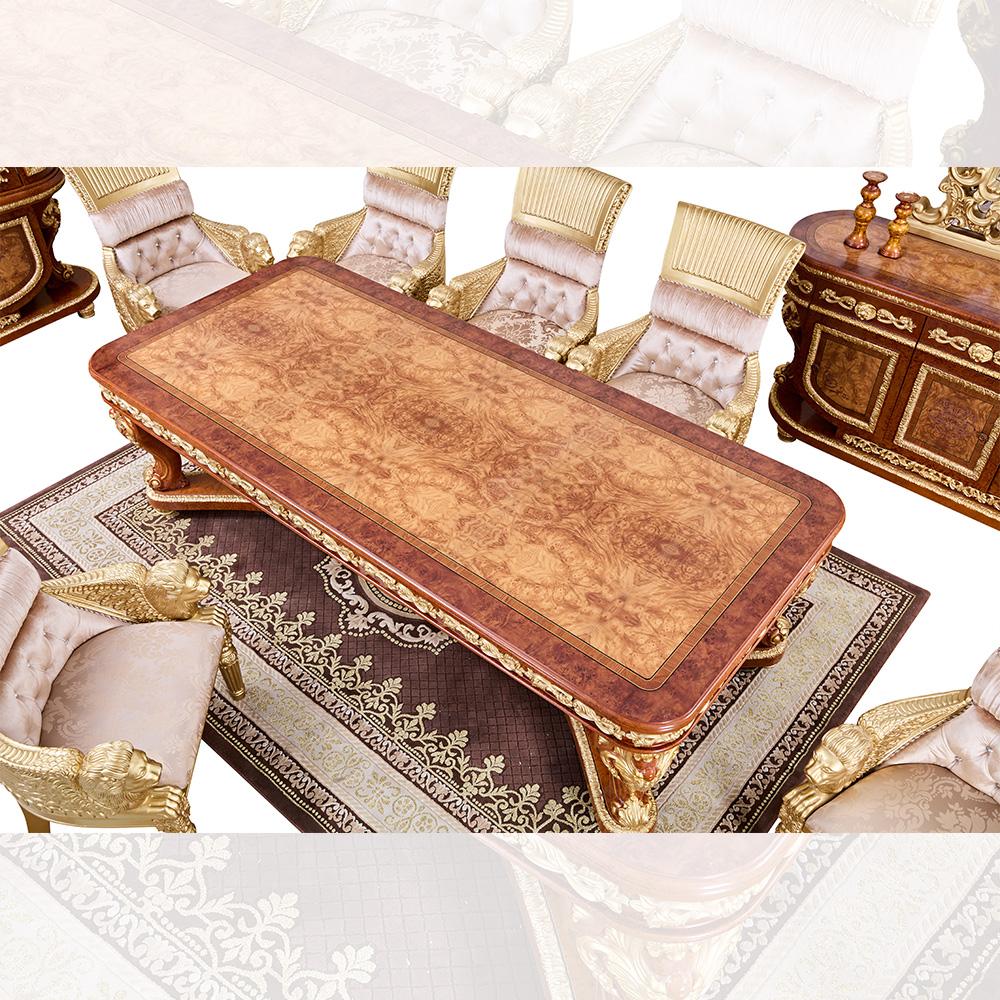 

    
Luxury Cherry & Gold Carved Wood Rectangle Dining Table Homey Design HD-8024
