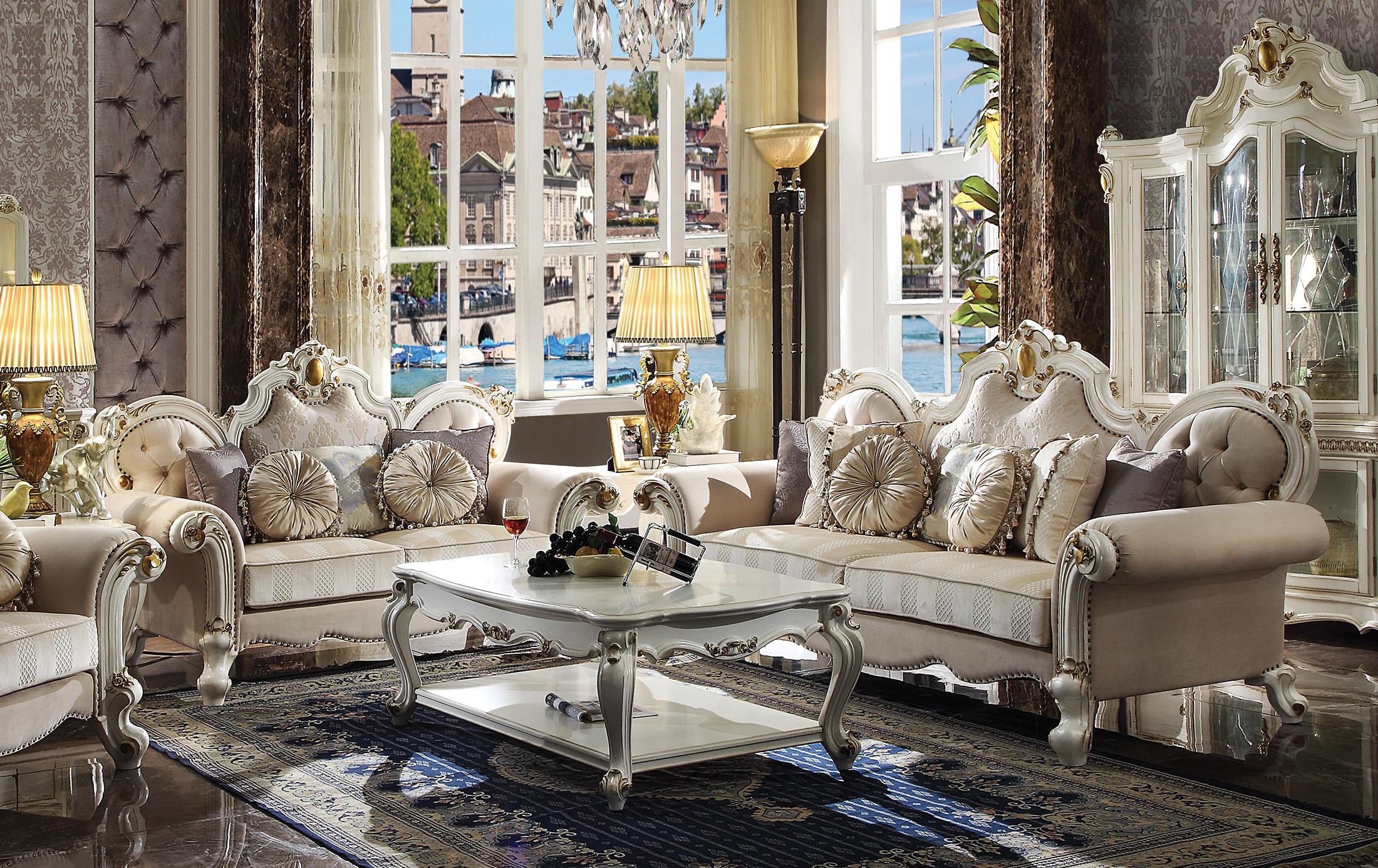 

    
Luxury Fabric & Antique Pearl Sofa Set 2 Pcs Picardy II 55460 ACME Traditional
