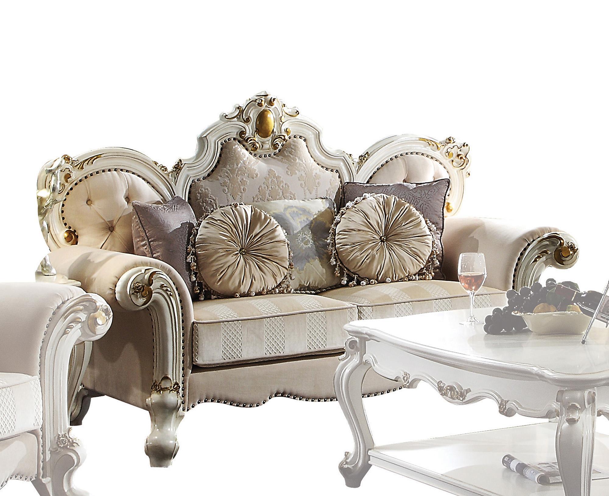 

    
Acme Furniture Picardy II 55460 Sofa Set Pearl/Antique/Gold 55460-Set-3 Picardy II
