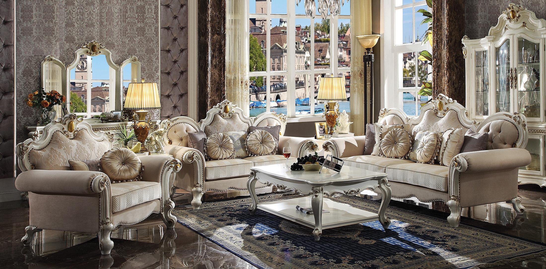 

    
Luxury Fabric & Antique Pearl Sofa Set 3 Pcs Picardy II 55460 ACME Traditional
