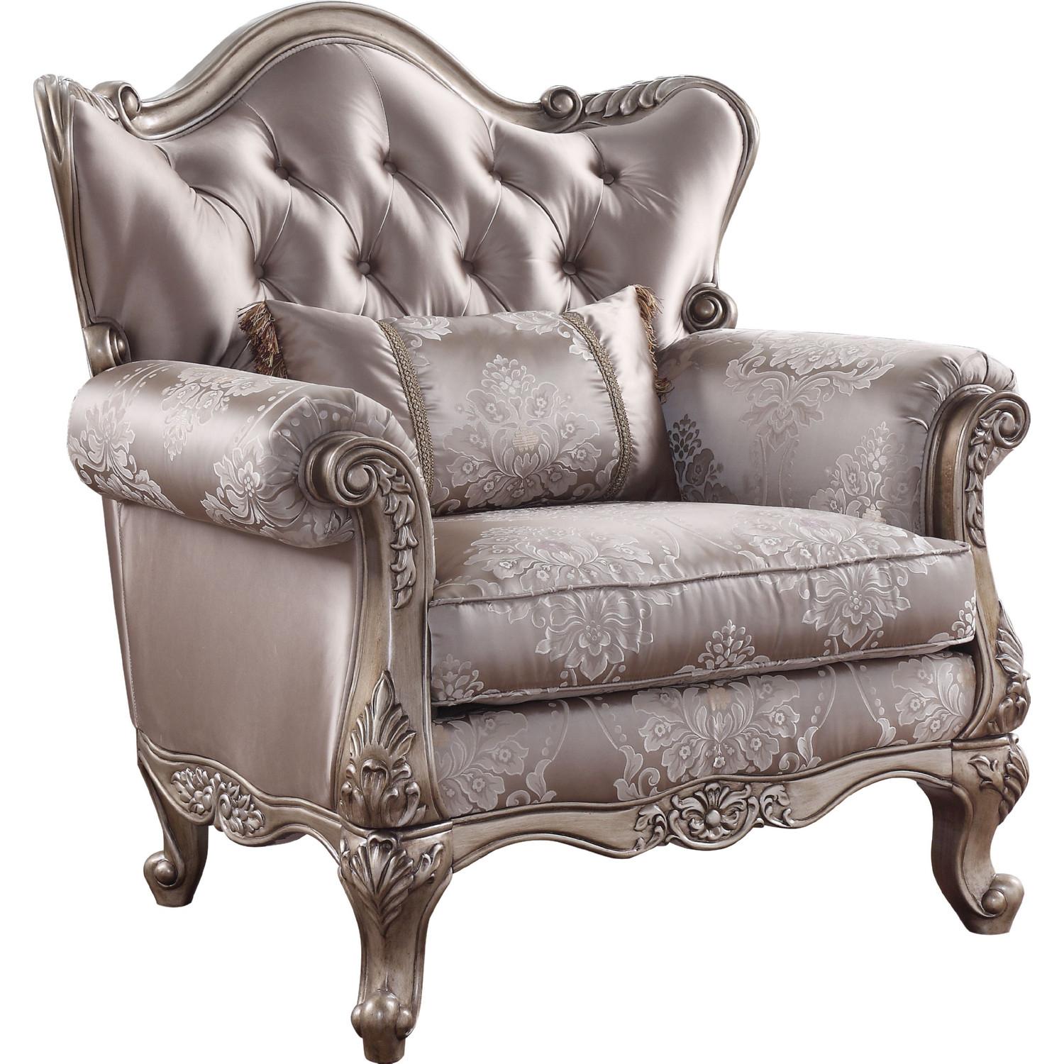 

    
Luxury Fabric & Champagne Arm Chair Jayceon 54867 ACME Traditional Classic
