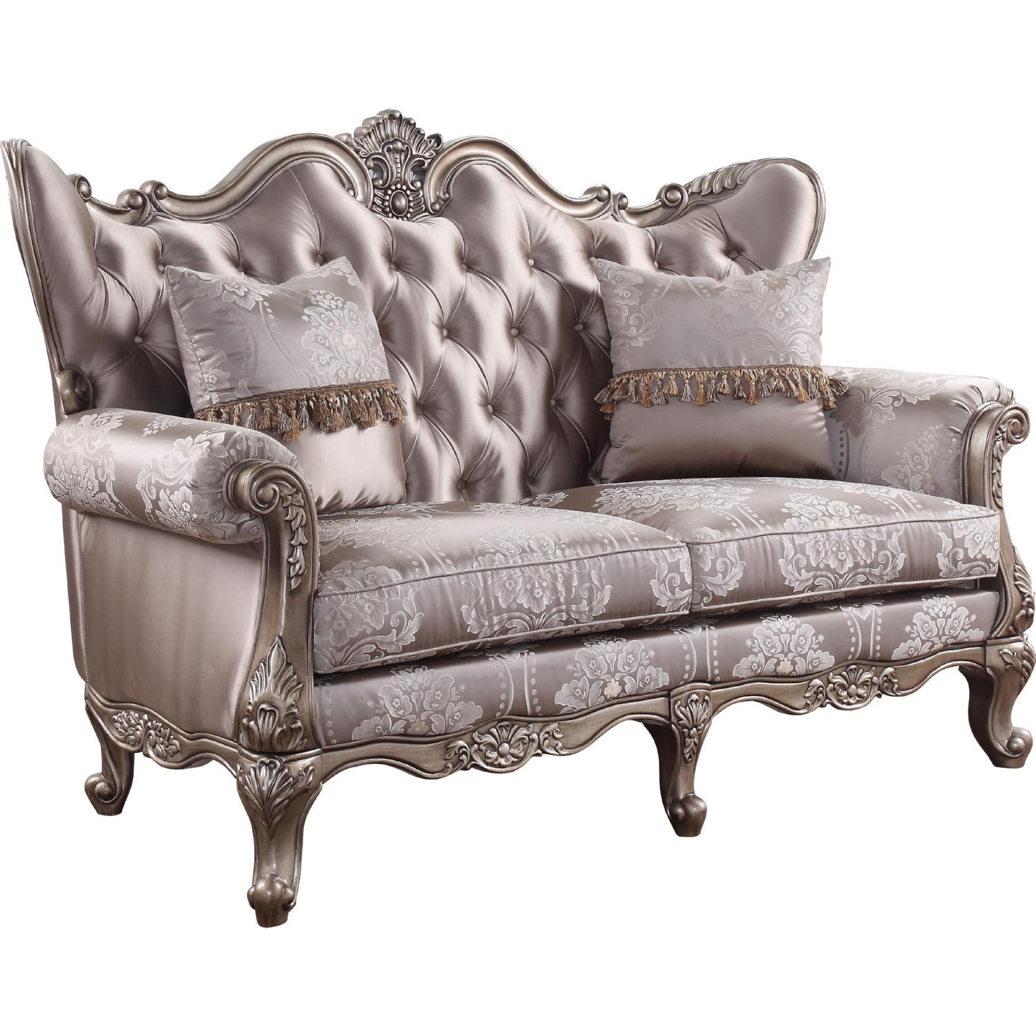 

    
Luxury Fabric & Champagne Tufted Loveseat Jayceon 54866 ACME Traditional Classic
