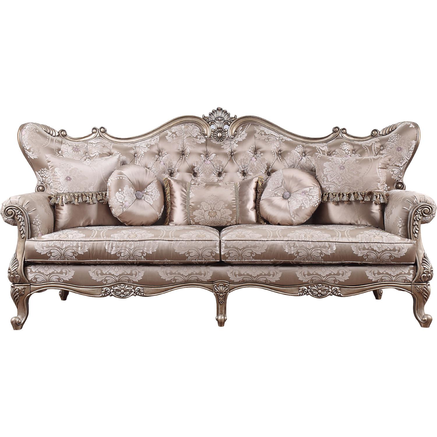 

    
Luxury Fabric & Champagne Tufted Sofa Jayceon 54865 ACME Traditional Classic
