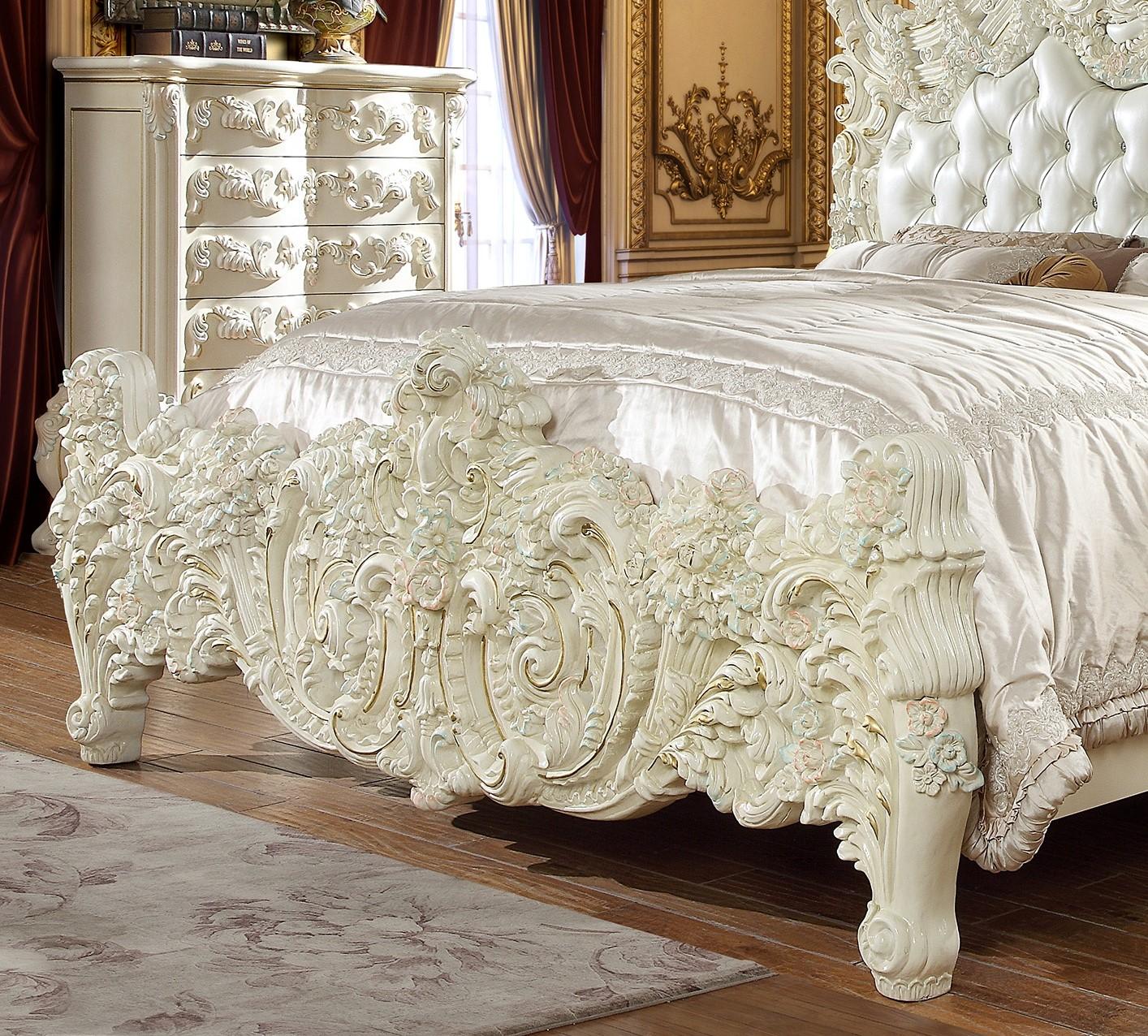 

                    
Homey Design Furniture HD-8089 Sleigh Bed White/Gold Faux Leather Purchase 
