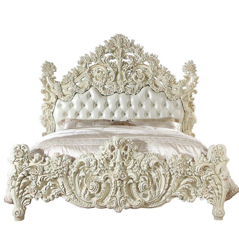 

    
Luxury Glossy White King Bed Carved Wood Homey Design HD-8089
