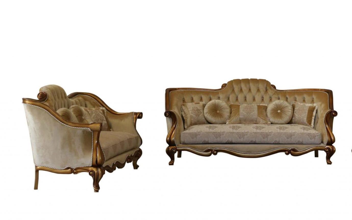 

    
Luxury Gold & Bronze CARLOTTA Sofa Set 2Pcs EUROPEAN FURNITURE Traditional Classic
