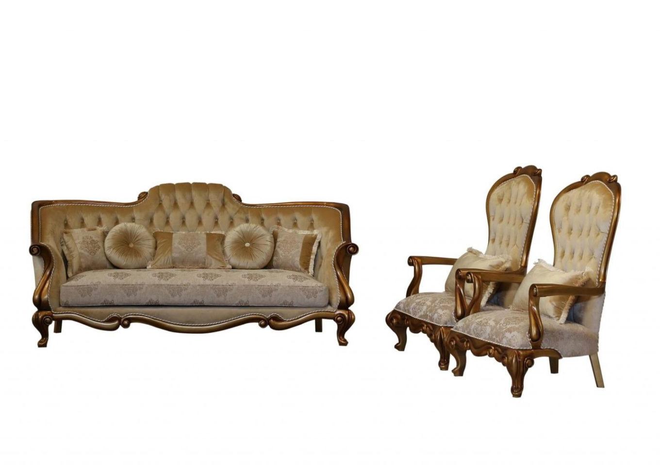 Classic, Traditional Sofa Set CARLOTTA 41951-Set-3 in Gold, Bronze Fabric