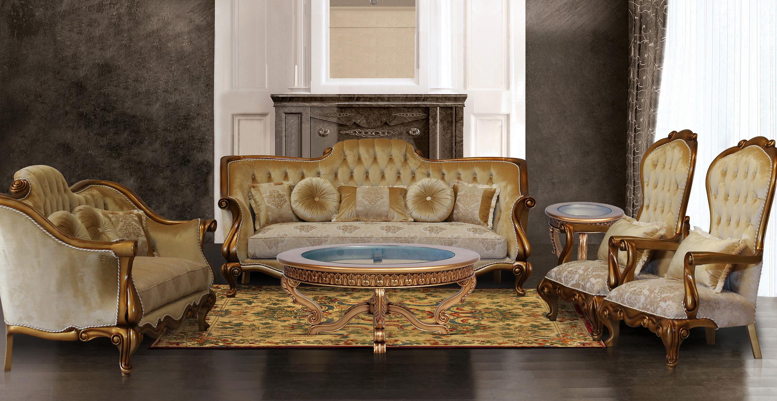 

    
Luxury Gold & Bronze CARLOTTA Sofa Set 4 Pcs EUROPEAN FURNITURE Traditional Classic
