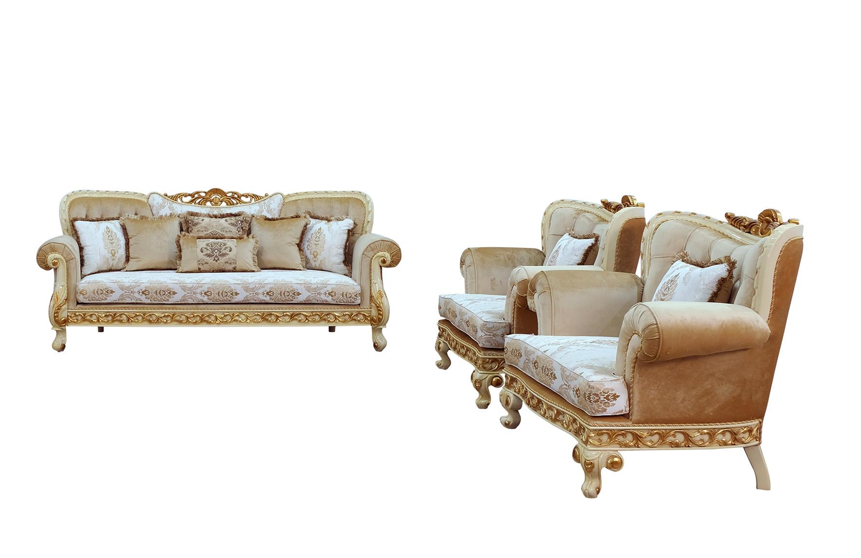 

    
40015-S Luxury Gold & Off White Wood Trim FANTASIA Sofa EUROPEAN FURNITURE Traditional

