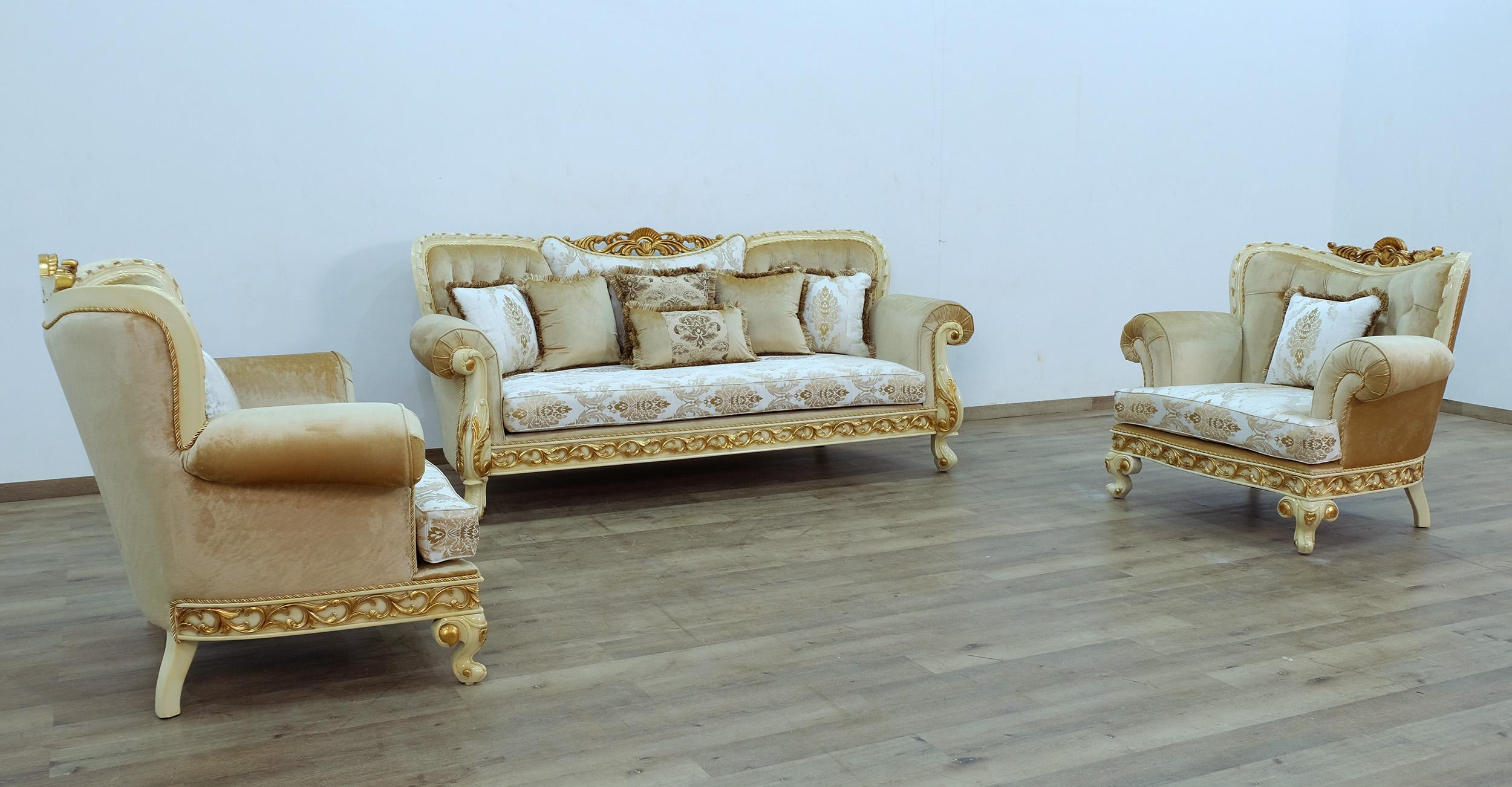 

        
6015424161118Luxury Gold & Off White Wood Trim FANTASIA Sofa EUROPEAN FURNITURE Traditional
