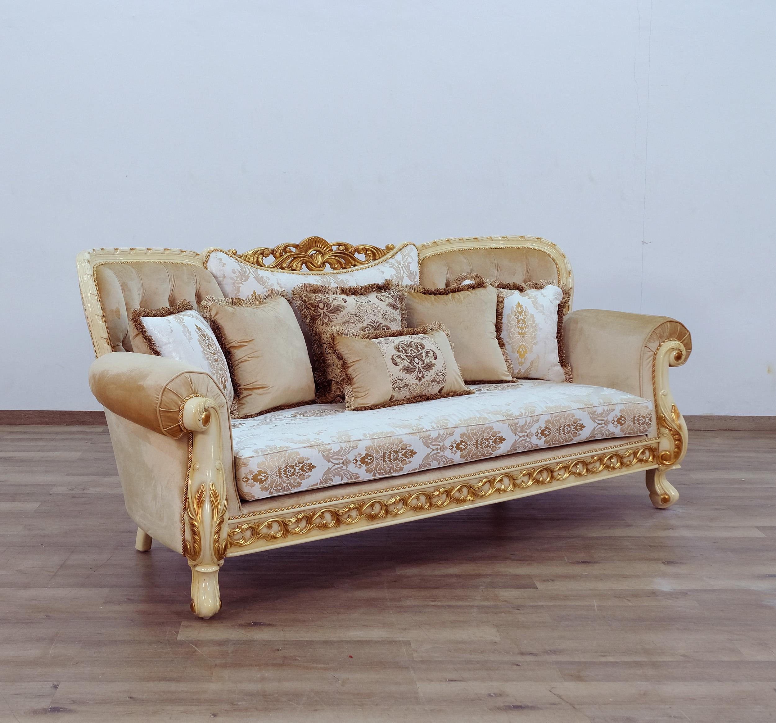 

    
40015-Set-2 Luxury Gold & Off White Wood Trim FANTASIA Sofa Set 2Pcs  EUROPEAN FURNITURE Classic
