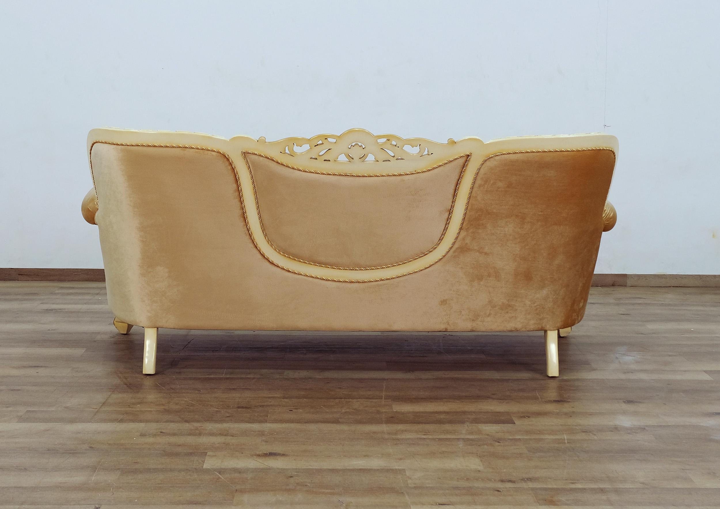 

    
 Photo  Luxury Gold & Off White Wood Trim FANTASIA Sofa Set 2Pcs  EUROPEAN FURNITURE Classic
