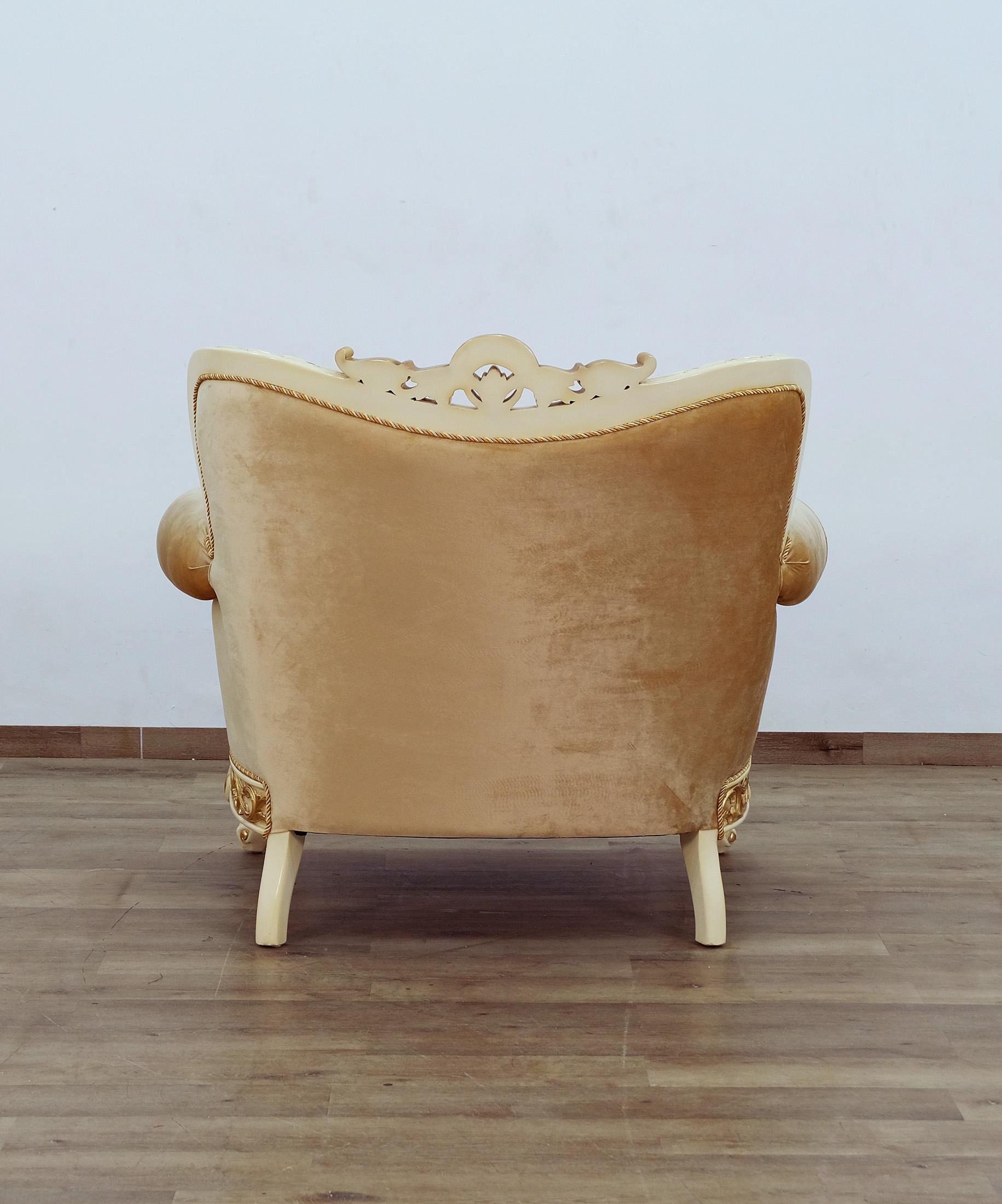 

    
Luxury Gold & Off White Wood Trim FANTASIA Sofa Set 3Pcs EUROPEAN FURNITURE Classic
