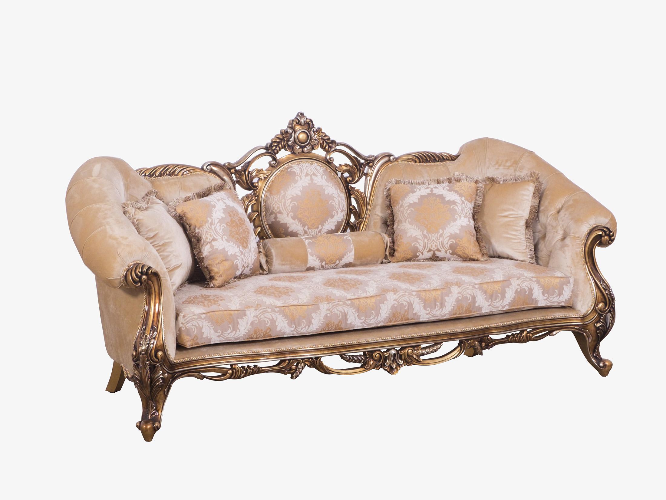 Classic, Traditional Sofa ROSELLA II 44698-S in Gold, Bronze Fabric
