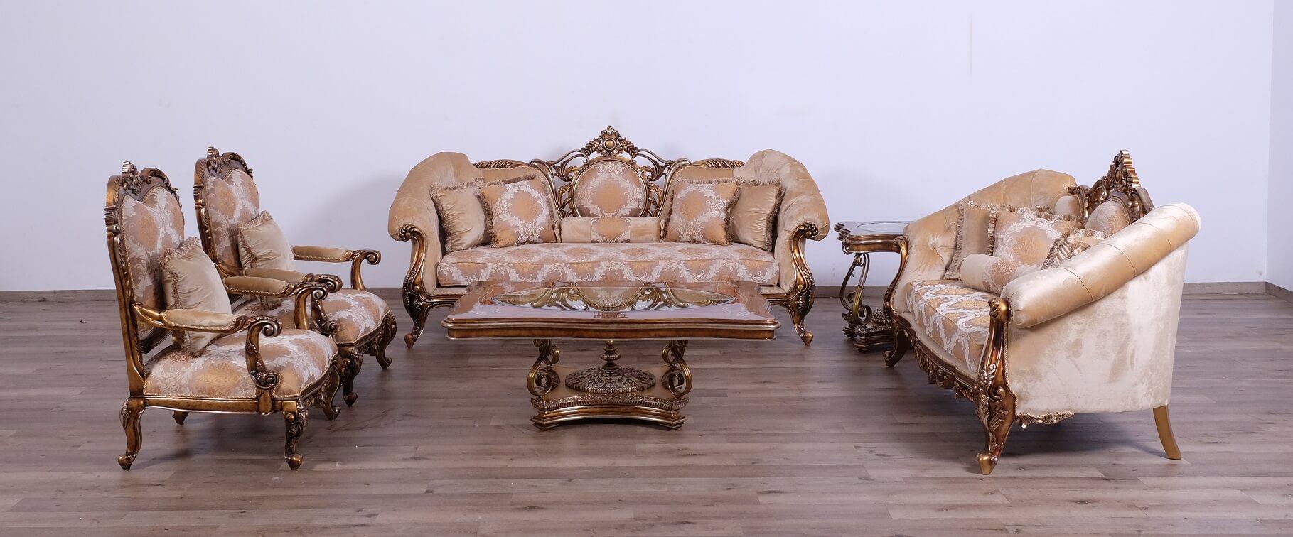 

    
 Shop  Luxury Gold & Parisian Bronze ROSELLA II Sofa EUROPEAN FURNITURE Traditional
