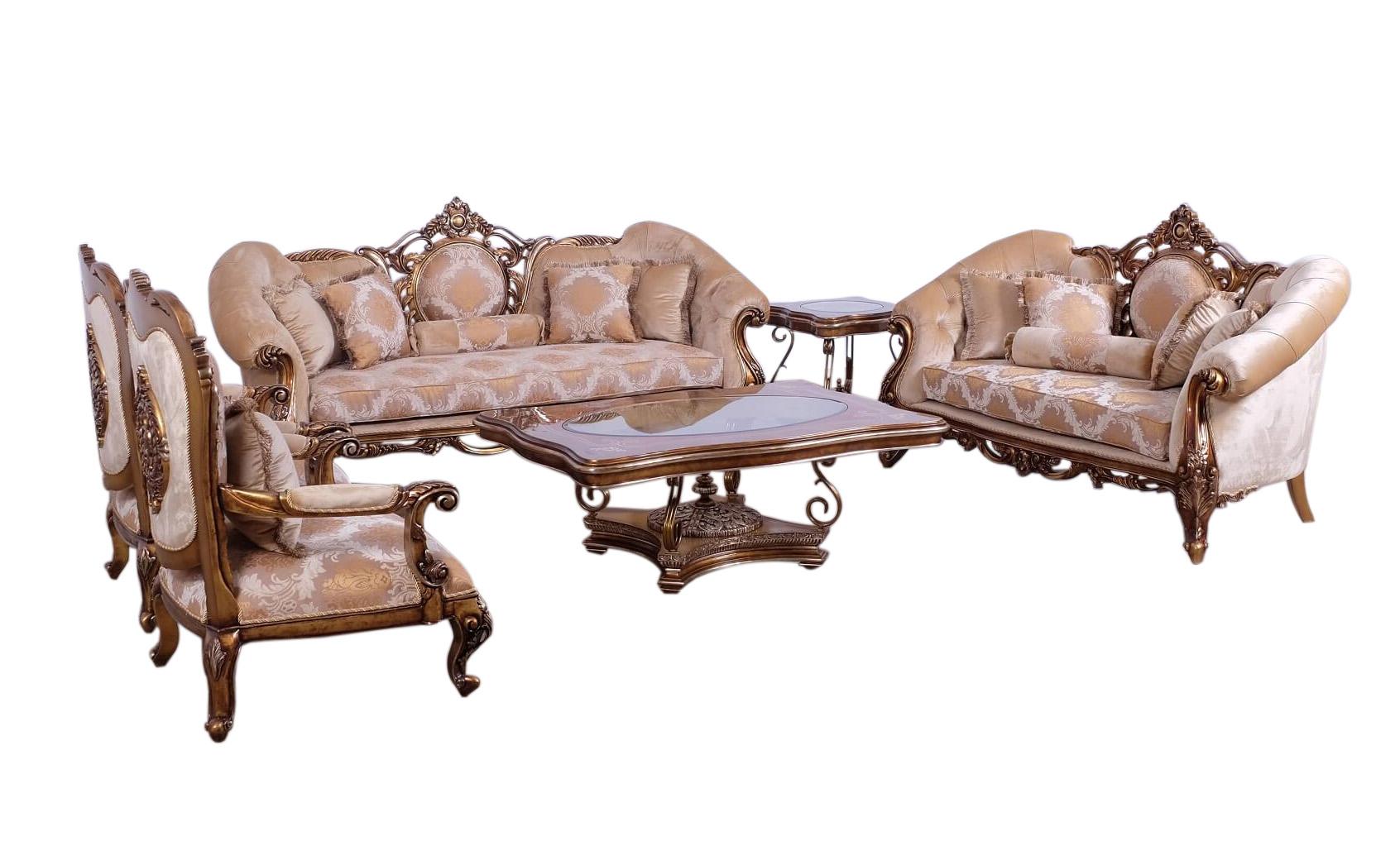 

    
 Photo  Luxury Gold & Parisian Bronze ROSELLA II Sofa Set 2Pcs EUROPEAN FURNITURE Classic
